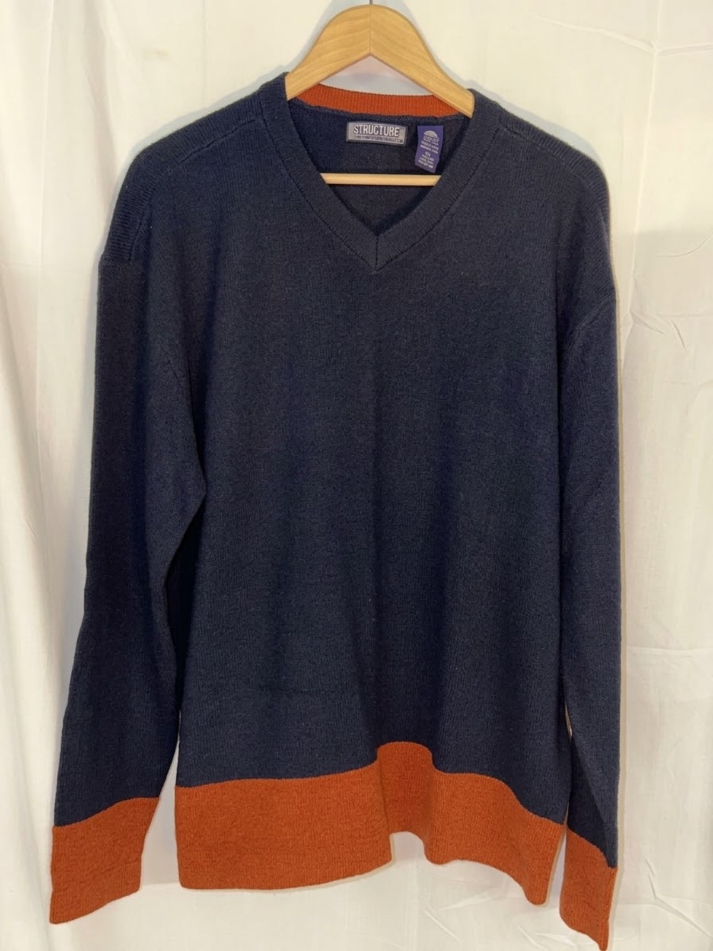 Vintage 90s Structure Woolmark 100% Shetland Wool V-Neck Sweater